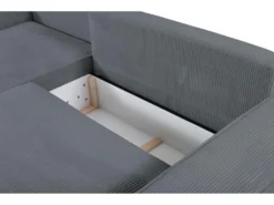 Canapé D'angle Convertible En Velours Côtelé Gris AMELIA De Pascal Morabito - Angle Gauche -Canapé Soldes Boutique canape 487135