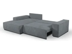 Canapé D'angle Convertible En Velours Côtelé Gris AMELIA De Pascal Morabito - Angle Gauche -Canapé Soldes Boutique canape 487137