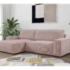 Canapé D'angle Convertible En Velours Côtelé Rose AMELIA De Pascal Morabito - Angle Gauche