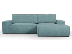 Canapé D'angle Convertible En Velours Côtelé Bleu Clair AMELIA De Pascal Morabito - Angle Droit -Canapé Soldes Boutique canape 487195