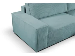 Canapé D'angle Convertible En Velours Côtelé Bleu Clair AMELIA De Pascal Morabito - Angle Droit -Canapé Soldes Boutique canape 487199