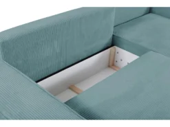 Canapé D'angle Convertible En Velours Côtelé Bleu Clair AMELIA De Pascal Morabito - Angle Droit -Canapé Soldes Boutique canape 487201