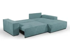 Canapé D'angle Convertible En Velours Côtelé Bleu Clair AMELIA De Pascal Morabito - Angle Droit -Canapé Soldes Boutique canape 487205