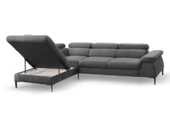 Canapé Grand Angle Convertible En Velours Anthracite SEPINA De PASCAL MORABITO - Angle Gauche -Canapé Soldes Boutique canape 487235