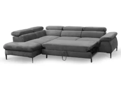 Canapé Grand Angle Convertible En Velours Anthracite SEPINA De PASCAL MORABITO - Angle Gauche -Canapé Soldes Boutique canape 487245