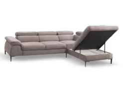 Canapé Grand Angle Convertible En Velours Taupe SEPINA De PASCAL MORABITO - Angle Droit -Canapé Soldes Boutique canape 487251