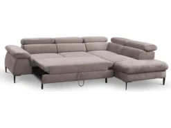 Canapé Grand Angle Convertible En Velours Taupe SEPINA De PASCAL MORABITO - Angle Droit -Canapé Soldes Boutique canape 487259