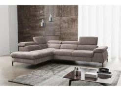 Canapé Grand Angle Convertible En Velours Taupe SEPINA De PASCAL MORABITO - Angle Gauche