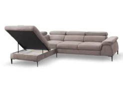 Canapé Grand Angle Convertible En Velours Taupe SEPINA De PASCAL MORABITO - Angle Gauche -Canapé Soldes Boutique canape 487265