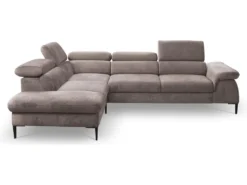 Canapé Grand Angle Convertible En Velours Taupe SEPINA De PASCAL MORABITO - Angle Gauche -Canapé Soldes Boutique canape 487269