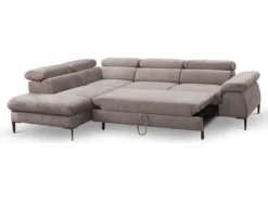 Canapé Grand Angle Convertible En Velours Taupe SEPINA De PASCAL MORABITO - Angle Gauche -Canapé Soldes Boutique canape 487275