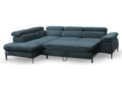 Canapé Grand Angle Convertible En Velours Bleu Nuit SEPINA De PASCAL MORABITO - Angle Gauche -Canapé Soldes Boutique canape 487293