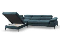 Canapé Grand Angle Convertible En Velours Bleu Nuit SEPINA De PASCAL MORABITO - Angle Gauche -Canapé Soldes Boutique canape 487297