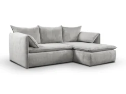 Canapé D'angle Convertible En Velours Côtelé Gris Clair TEODORA De PASCAL MORABITO - Angle Droit -Canapé Soldes Boutique canape 487923