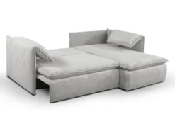 Canapé D'angle Convertible En Velours Côtelé Gris Clair TEODORA De PASCAL MORABITO - Angle Droit -Canapé Soldes Boutique canape 487929