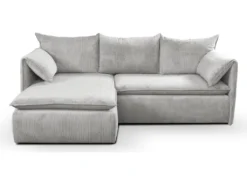 Canapé D'angle Convertible En Velours Côtelé Gris Clair TEODORA De PASCAL MORABITO - Angle Gauche -Canapé Soldes Boutique canape 487935