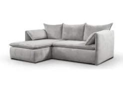 Canapé D'angle Convertible En Velours Côtelé Gris Clair TEODORA De PASCAL MORABITO - Angle Gauche -Canapé Soldes Boutique canape 487937