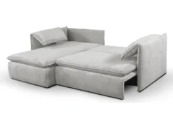 Canapé D'angle Convertible En Velours Côtelé Gris Clair TEODORA De PASCAL MORABITO - Angle Gauche -Canapé Soldes Boutique canape 487943