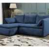 Canapé D'angle Convertible En Velours Côtelé Bleu Marine TEODORA De PASCAL MORABITO - Angle Gauche