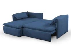 Canapé D'angle Convertible En Velours Côtelé Bleu Marine TEODORA De PASCAL MORABITO - Angle Gauche -Canapé Soldes Boutique canape 487967