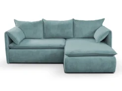 Canapé D'angle Convertible En Velours Côtelé Bleu TEODORA De PASCAL MORABITO - Angle Droit -Canapé Soldes Boutique canape 487971