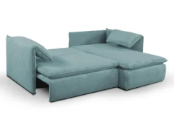 Canapé D'angle Convertible En Velours Côtelé Bleu TEODORA De PASCAL MORABITO - Angle Droit -Canapé Soldes Boutique canape 487979