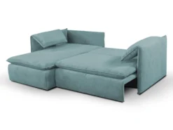 Canapé D'angle Convertible En Velours Côtelé Bleu TEODORA De PASCAL MORABITO - Angle Gauche -Canapé Soldes Boutique canape 487981