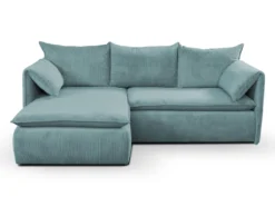 Canapé D'angle Convertible En Velours Côtelé Bleu TEODORA De PASCAL MORABITO - Angle Gauche -Canapé Soldes Boutique canape 487985