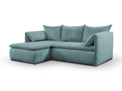 Canapé D'angle Convertible En Velours Côtelé Bleu TEODORA De PASCAL MORABITO - Angle Gauche -Canapé Soldes Boutique canape 487987