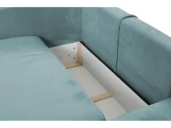 Canapé D'angle Convertible En Velours Côtelé Bleu TEODORA De PASCAL MORABITO - Angle Gauche -Canapé Soldes Boutique canape 487993