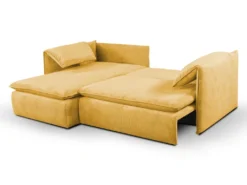 Canapé D'angle Convertible En Velours Côtelé Jaune Moutarde TEODORA De PASCAL MORABITO - Angle Gauche -Canapé Soldes Boutique canape 488011