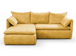 Canapé D'angle Convertible En Velours Côtelé Jaune Moutarde TEODORA De PASCAL MORABITO - Angle Gauche -Canapé Soldes Boutique canape 488013