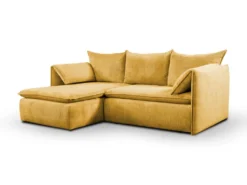 Canapé D'angle Convertible En Velours Côtelé Jaune Moutarde TEODORA De PASCAL MORABITO - Angle Gauche -Canapé Soldes Boutique canape 488015