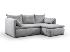 Canapé D'angle Convertible En Velours Côtelé Gris TEODORA De PASCAL MORABITO - Angle Droit -Canapé Soldes Boutique canape 488023