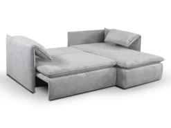 Canapé D'angle Convertible En Velours Côtelé Gris TEODORA De PASCAL MORABITO - Angle Droit -Canapé Soldes Boutique canape 488029