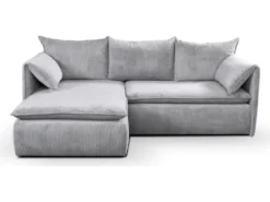 Canapé D'angle Convertible En Velours Côtelé Gris TEODORA De PASCAL MORABITO - Angle Gauche -Canapé Soldes Boutique canape 488033