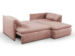 Canapé D'angle Convertible En Velours Côtelé Rose TEODORA De PASCAL MORABITO - Angle Droit -Canapé Soldes Boutique canape 488051