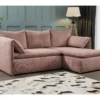 Canapé D'angle Convertible En Velours Côtelé Rose TEODORA De PASCAL MORABITO - Angle Droit