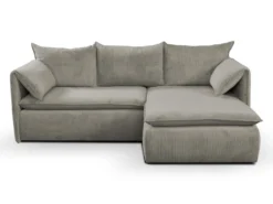 Canapé D'angle Convertible En Velours Côtelé Taupe TEODORA De PASCAL MORABITO - Angle Droit -Canapé Soldes Boutique canape 488071