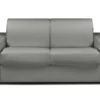 Canapé 2 Places Convertible Express En Simili CALITO - Gris - Couchage Lattes Larges 120 Cm - Matelas 16 Cm Avec Mousse à Mémoire De Forme DUNLOPILLO