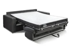 Canapé 2 Places Convertible Express En Simili CALITO - Noir - Couchage Lattes Larges 120 Cm - Matelas 16 Cm Avec Mousse à Mémoire De Forme DUNLOPILLO -Canapé Soldes Boutique canape 489351