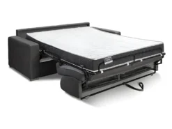 Canapé 2 Places Convertible Express En Simili CALITO - Gris - Couchage Lattes Larges 120 Cm - Matelas 18 Cm Avec Mémoire De Forme DUNLOPILLO -Canapé Soldes Boutique canape 489385