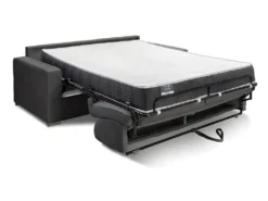 Canapé 2 Places Convertible Express En Simili CALITO - Noir - Couchage Lattes Larges 120 Cm - Matelas 22 Cm Avec Mémoire De Forme DUNLOPILLO -Canapé Soldes Boutique canape 489433