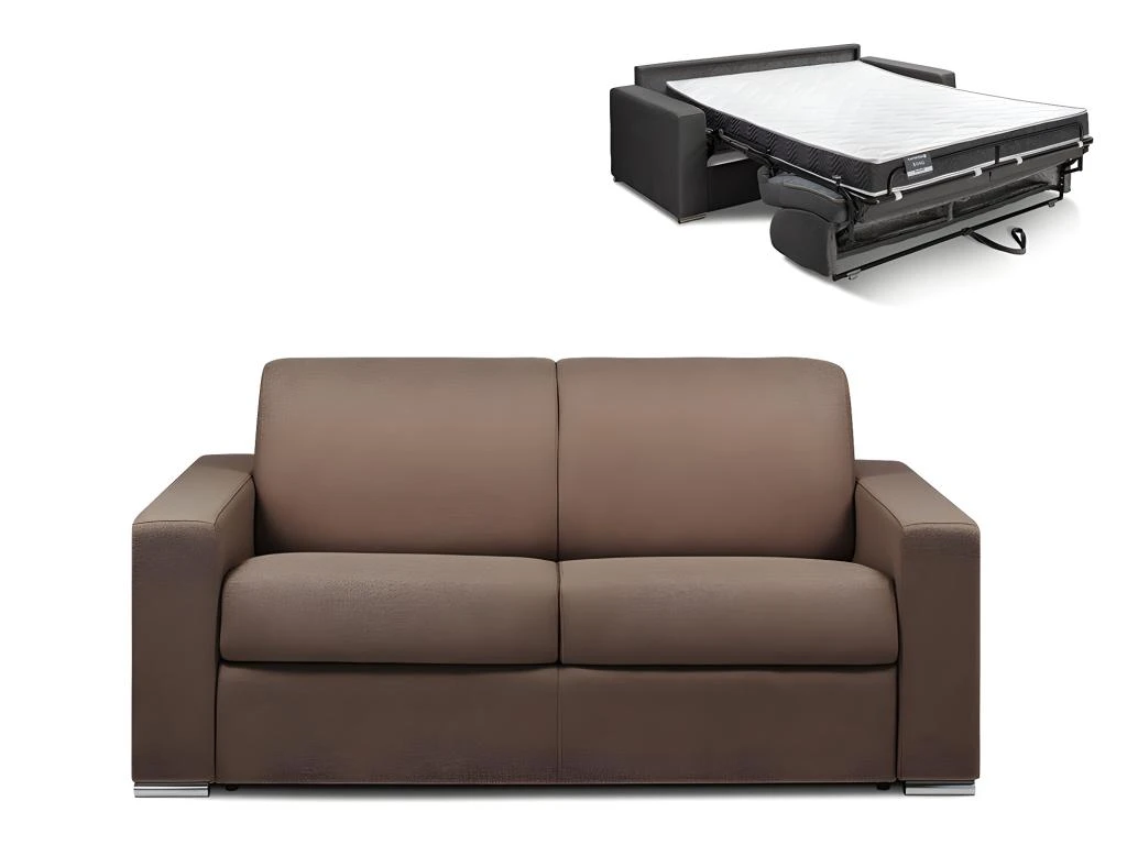 Canapé 2 Places Convertible Express En Tissu CALITO - Marron - Couchage Lattes Larges 120 Cm - Matelas 14 Cm Avec Mémoire De Forme DUNLOPILLO 1 Canapé 2 Places Convertible Express En Tissu CALITO - Marron - Couchage Lattes Larges 120 Cm - Matelas 14 Cm Avec Mémoire De Forme DUNLOPILLO