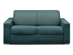 Canapé 2 Places Convertible Express En Tissu CALITO - Bleu - Couchage Lattes Larges 120 Cm - Matelas 16 Cm Avec Mousse à Mémoire De Forme DUNLOPILLO -Canapé Soldes Boutique canape 489987