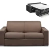 Canapé 2 Places Convertible Express En Tissu CALITO - Marron - Couchage Lattes Larges 120 Cm - Matelas 16 Cm Avec Mousse à Mémoire De Forme DUNLOPILLO