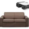 Canapé 2 Places Convertible Express En Tissu CALITO - Marron - Couchage Lattes Larges 120 Cm - Matelas 18 Cm Avec Mémoire De Forme DUNLOPILLO