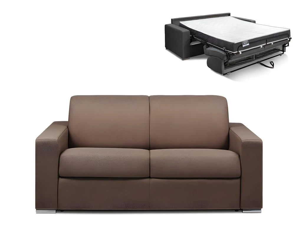 Canapé 2 Places Convertible Express En Tissu CALITO - Marron - Couchage Lattes Larges 120 Cm - Matelas 18 Cm Avec Mémoire De Forme DUNLOPILLO 1 Canapé 2 Places Convertible Express En Tissu CALITO - Marron - Couchage Lattes Larges 120 Cm - Matelas 18 Cm Avec Mémoire De Forme DUNLOPILLO