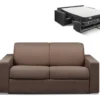 Canapé 2 Places Convertible Express En Tissu CALITO - Marron - Couchage Lattes Larges 120 Cm - Matelas 22 Cm Avec Mémoire De Forme DUNLOPILLO