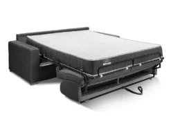 Canapé 3 Places Convertible Express En Tissu CALITO - Anthracite - Couchage Lattes Larges 140 Cm - Matelas 22 Cm Avec Mémoire De Forme DUNLOPILLO -Canapé Soldes Boutique canape 490273